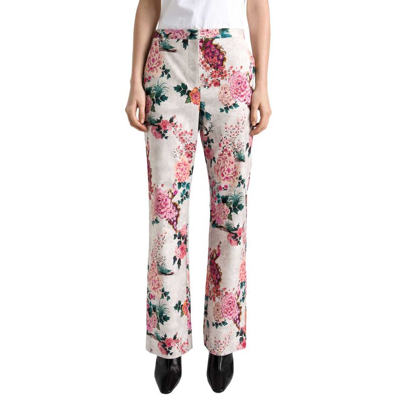 Cue Parchment Peacock Garden Faille Straight Leg Pant image number 0